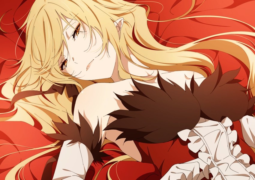oshino shinobu and kiss-shot acerola-orion heart-under-blade (monogatari) drawn by ntend