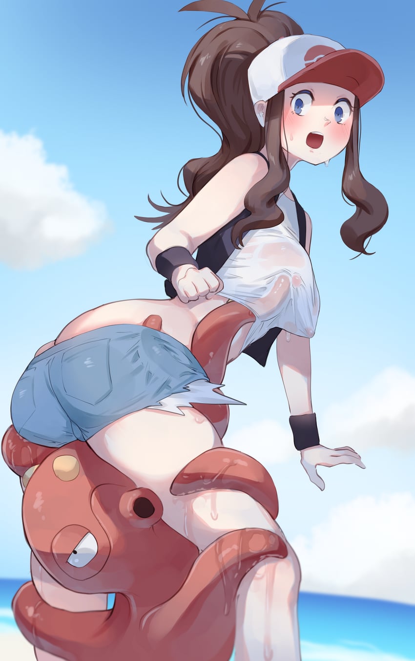 hilda and octillery (pokemon and 1 more) drawn by mocomori