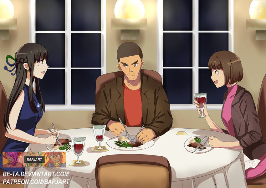 miyamizu mitsuha, iowa, teshigawara katsuhiko, and natori sayaka (kimi no na wa. and 1 more) drawn by beta_(joutarou)