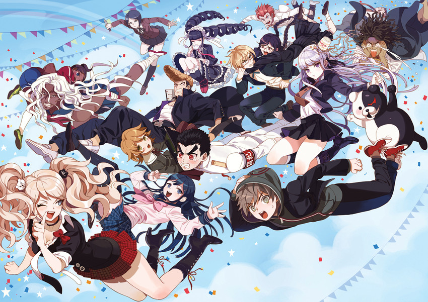 kirigiri kyoko, enoshima junko, monokuma, naegi makoto, celestia ludenberg, and 12 more (danganronpa and 1 more) drawn by inzup