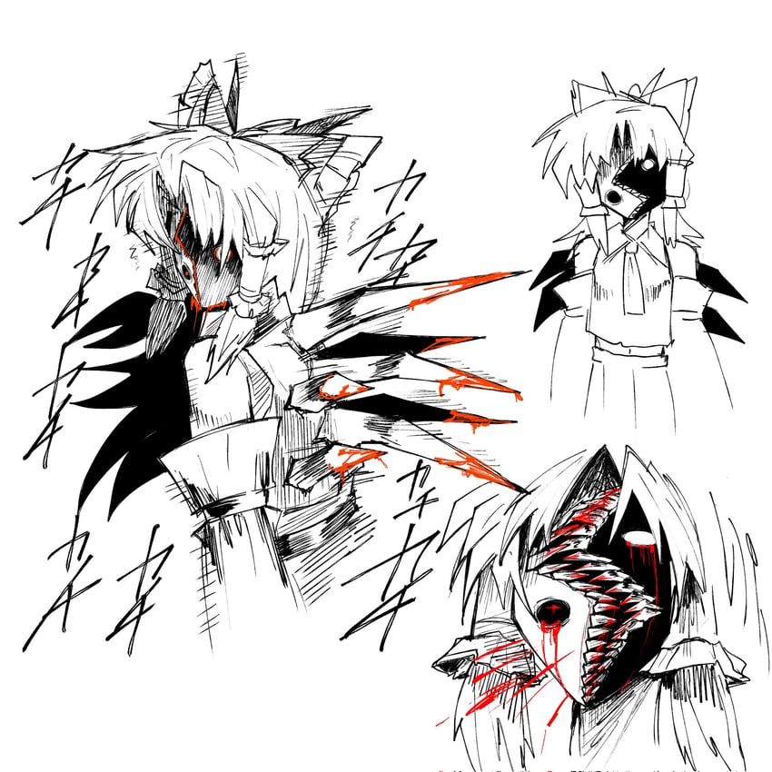 hakurei reimu and variant reimu (touhou and 1 more) drawn by 3rdeye_suki