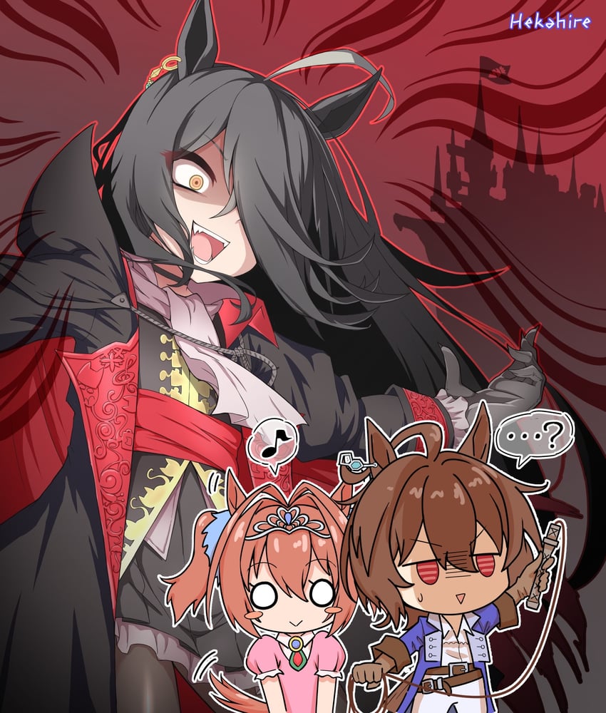 agnes tachyon, manhattan cafe, daiwa scarlet, richter belmont, maria renard, and 1 more (umamusume and 2 more) drawn by hekahire_isurus