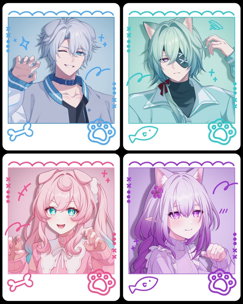 phainon, castorice, anaxa, and hyacine (honkai and 1 more) drawn by pochimaru_(marumaru_wanwan)