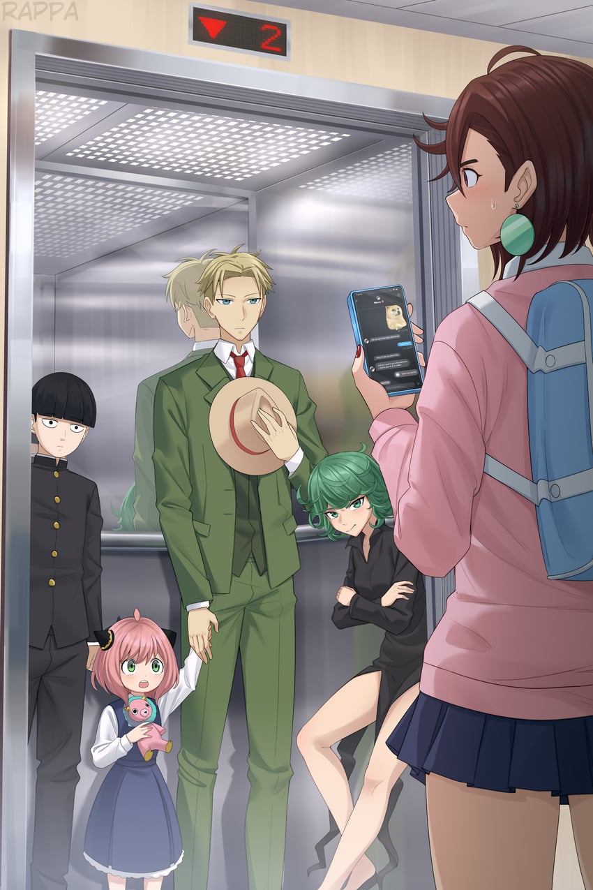 anya, tatsumaki, twilight, ayase momo, takakura ken, and 3 more (spy x family and 3 more) drawn by rappa_(sirrappa)