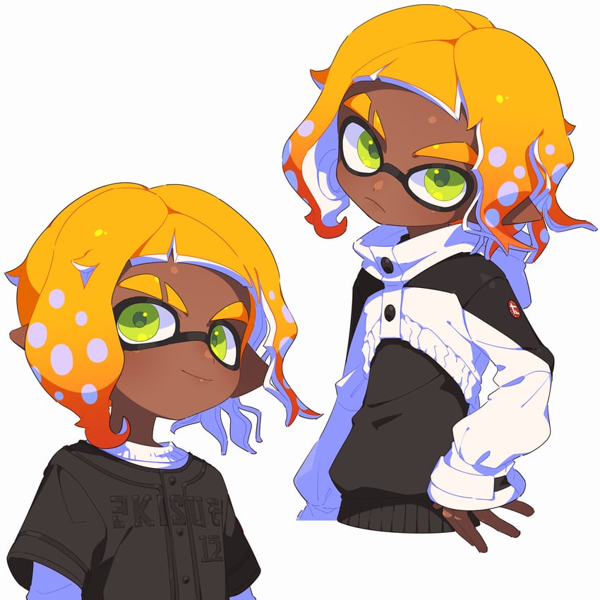 inkling player character and inkling boy (splatoon) drawn by surume01417