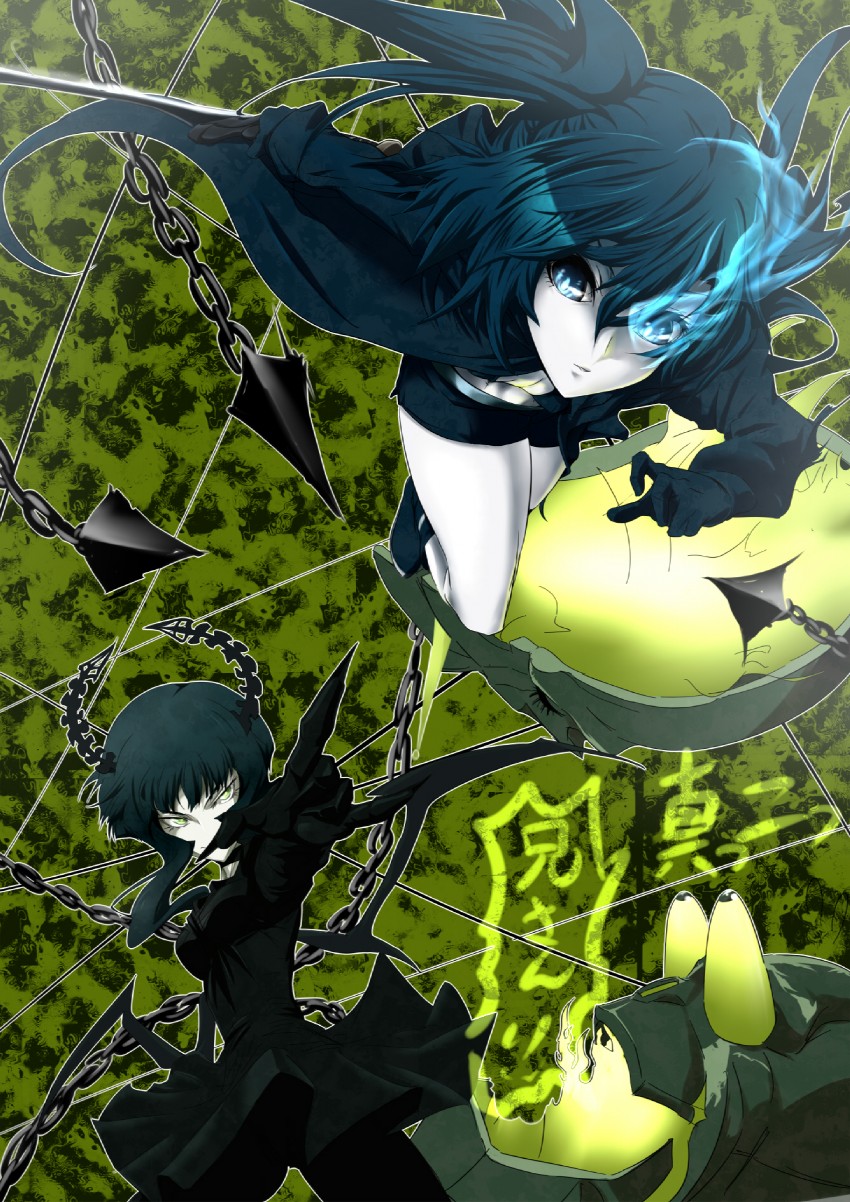black rock shooter and dead master (black rock shooter) drawn by yagyuu_(kgtjmjgk)