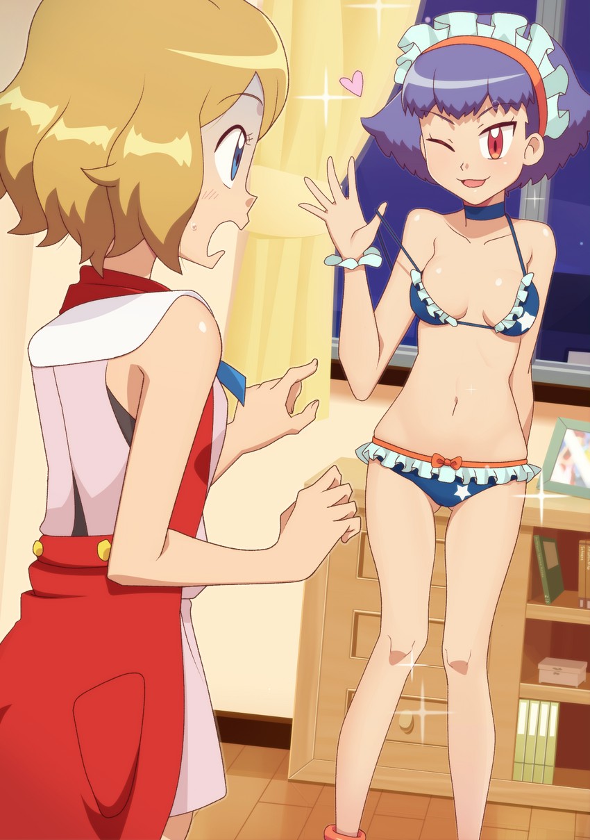 serena and miette (pokemon and 1 more) drawn by gazing_eye
