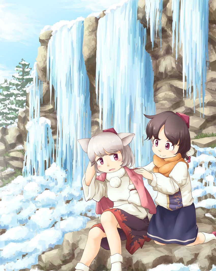 shameimaru aya and inubashiri momiji (touhou) drawn by calcmis_gowa