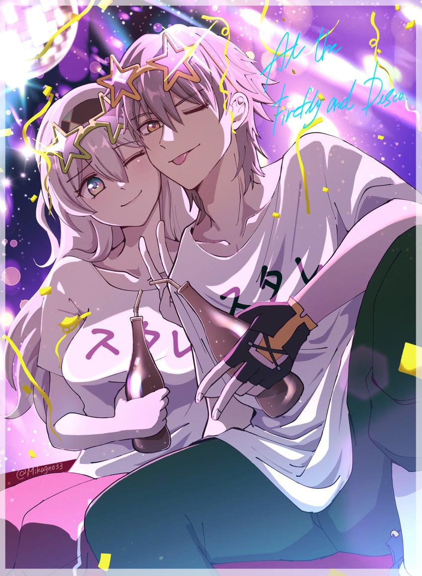 trailblazer, firefly, and caelus (honkai and 1 more) drawn by mikage033