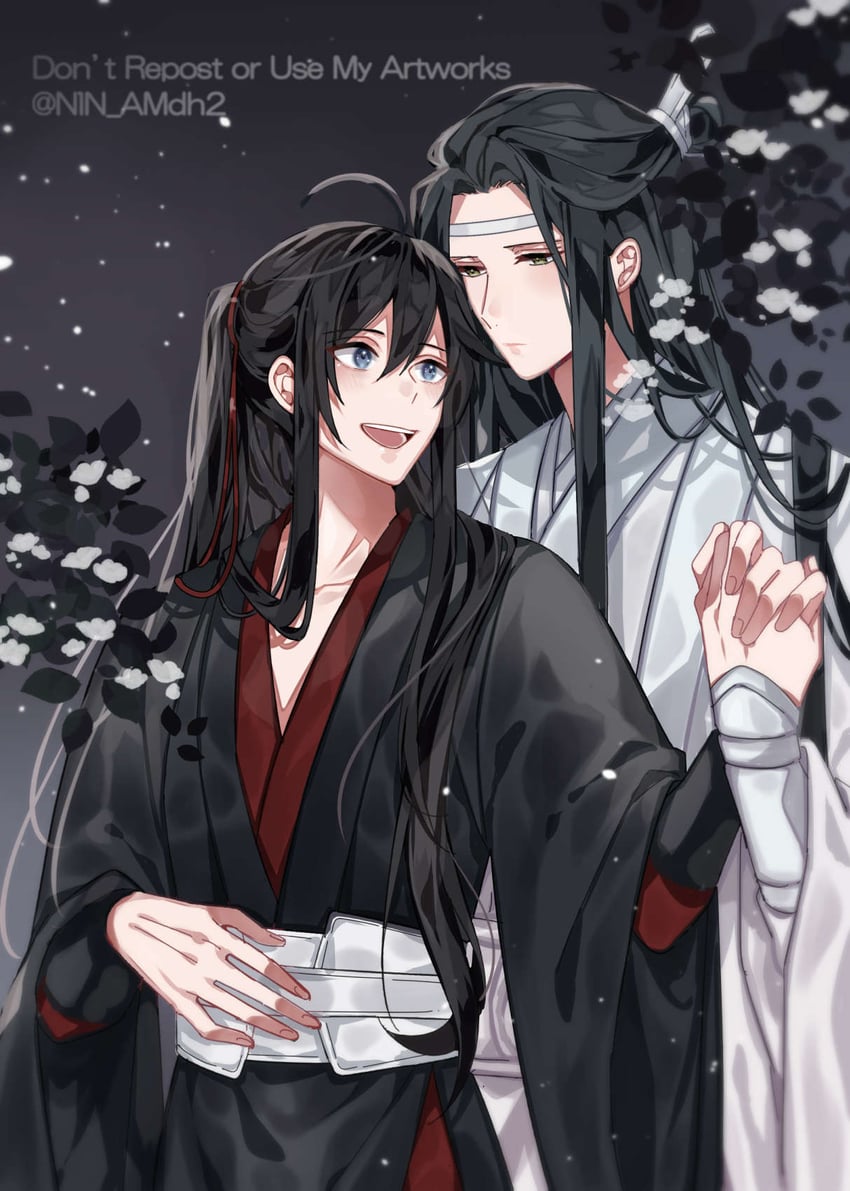 wei wuxian and lan wangji (modao zushi) drawn by hyottokoane
