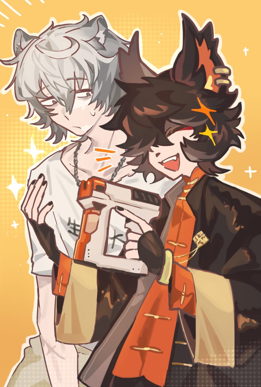 aak and jaye (arknights) drawn by tie_fei_wu_mang_dashuai