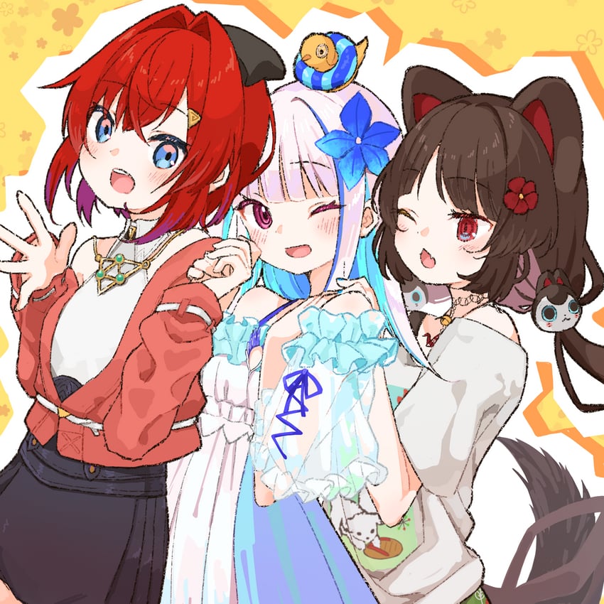 lize helesta, ange katrina, inui toko, and sebastian piyodore (nijisanji) drawn by yuzuki_(yuduame)