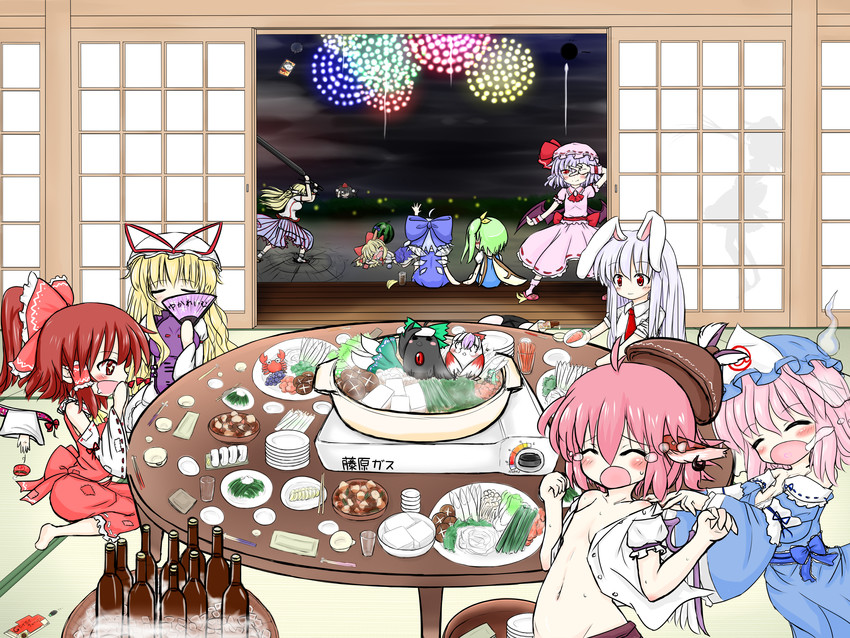 hatsune miku, hakurei reimu, remilia scarlet, izayoi sakuya, cirno, and 16 more (touhou and 1 more) drawn by mofu_mofu
