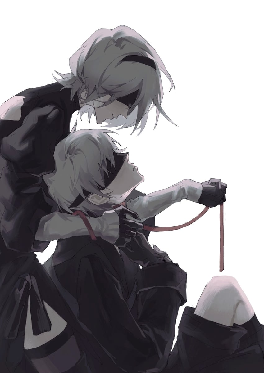 2b and 9s (nier and 1 more) drawn by jiao_chang