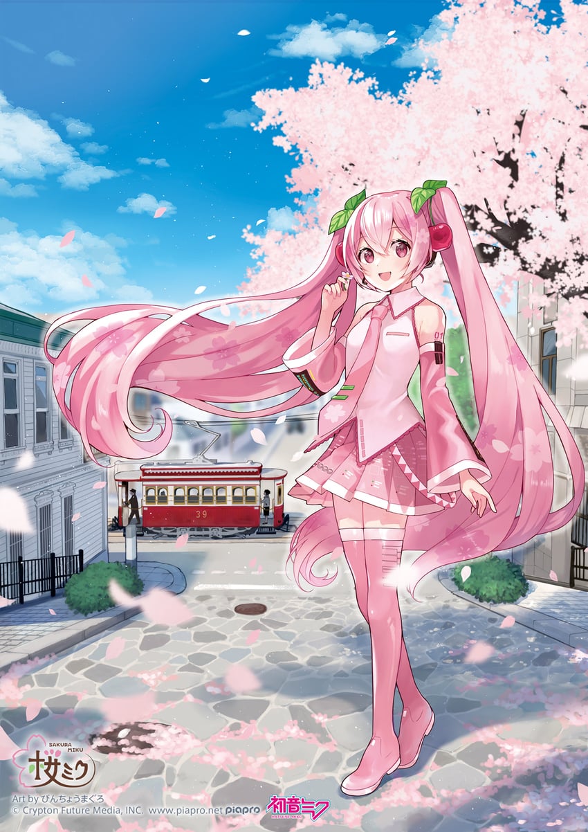 hatsune miku and sakura miku (vocaloid) drawn by binchou_maguro