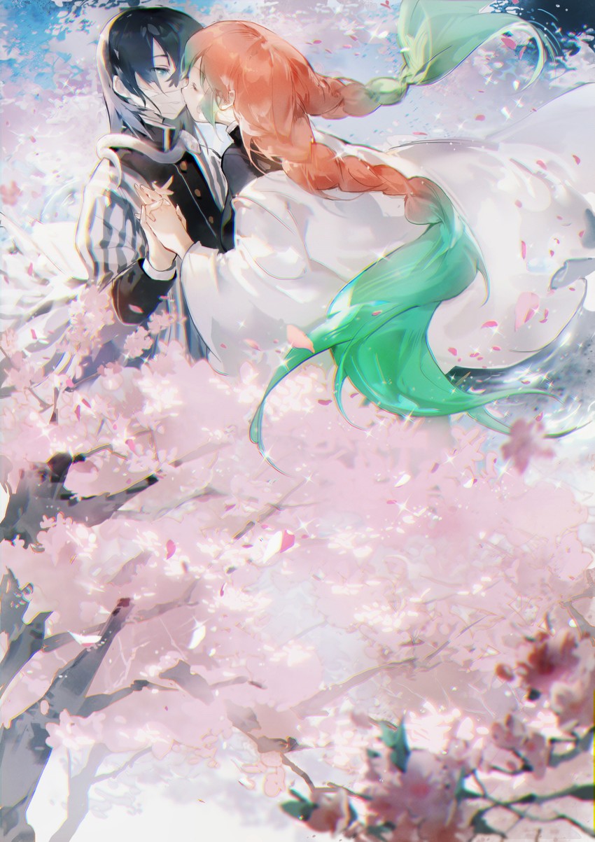 kanroji mitsuri, iguro obanai, and kaburamaru (kimetsu no yaiba) drawn by ruoganzhao