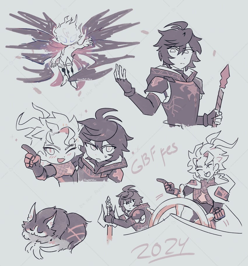 sandalphon, seofon, lucilius, and ewiyar (granblue fantasy) drawn by fauxpapillon