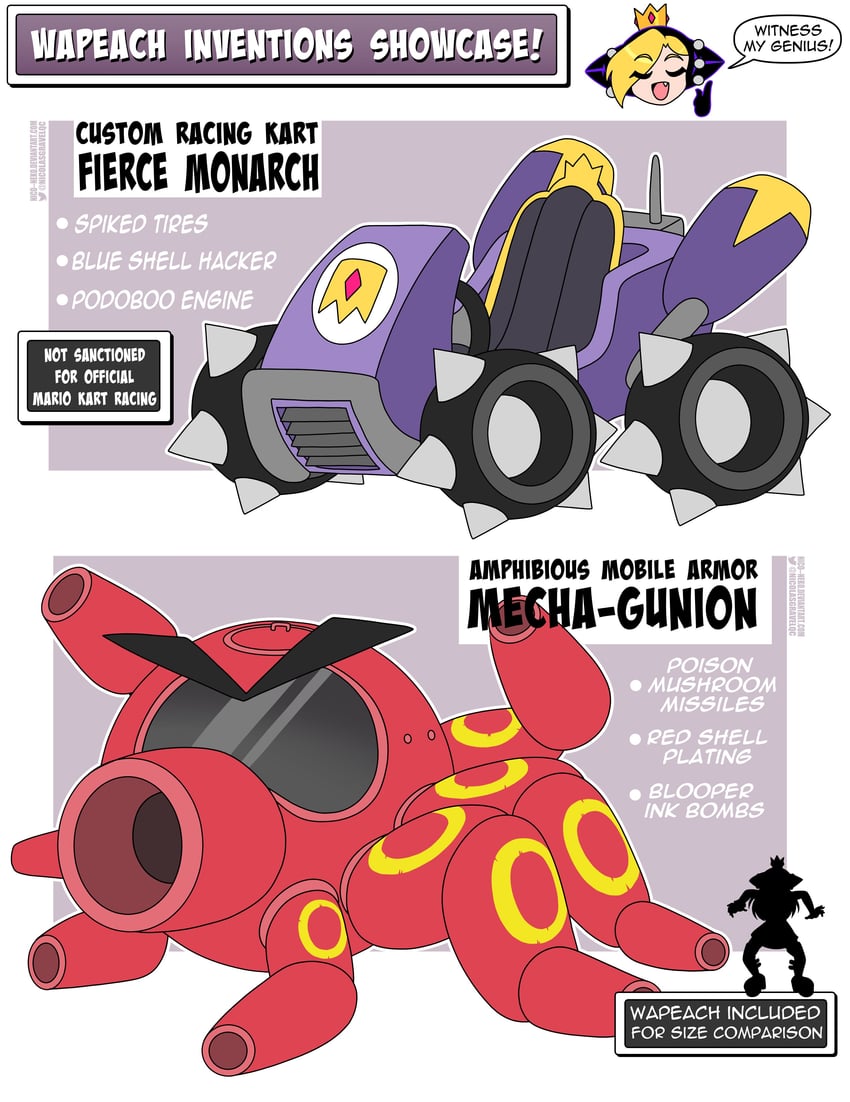 warupeach and gunion (mario and 4 more) drawn by nico-neko
