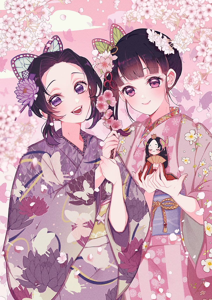 kochou shinobu, tsuyuri kanao, and kochou kanae (kimetsu no yaiba) drawn by yamada_73