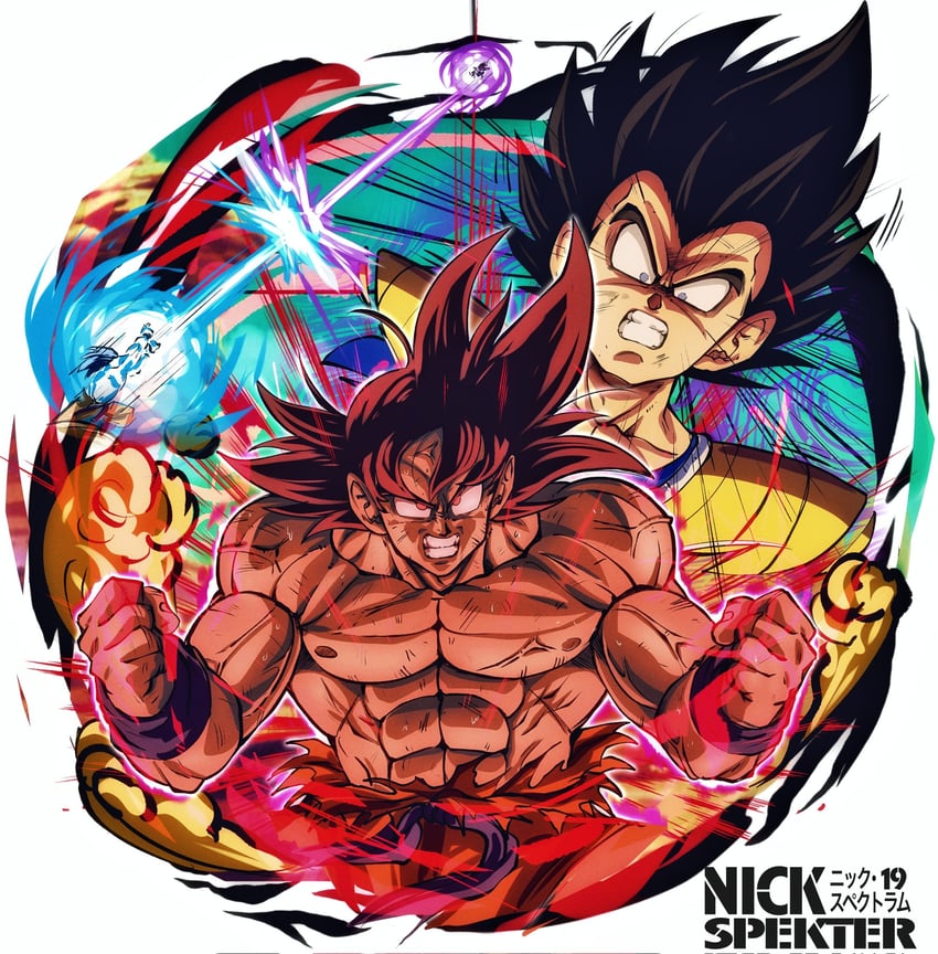 son goku and vegeta (dragon ball and 1 more) drawn by nickelespektro