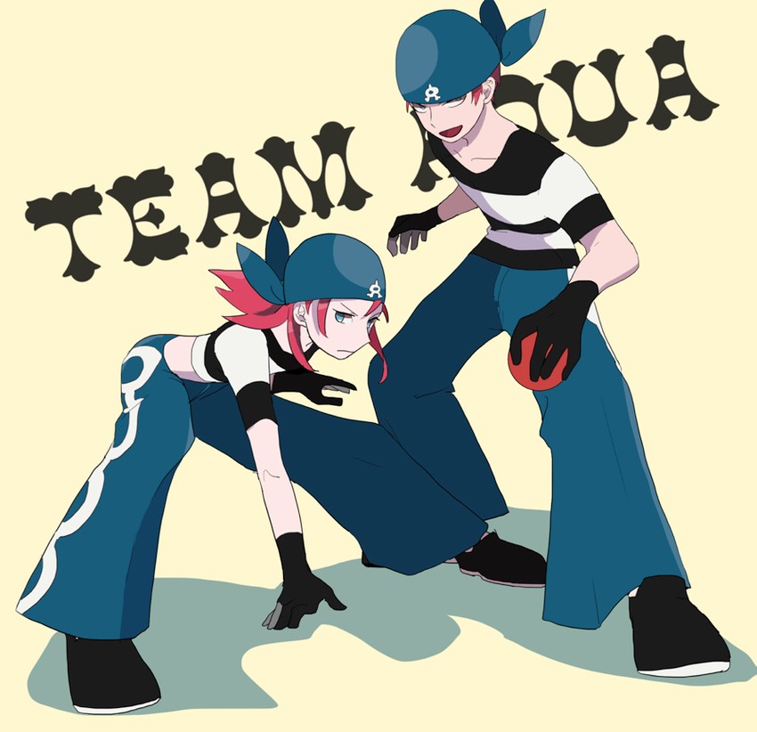 team aqua grunt (pokemon and 1 more) drawn by rifu_(hunihuni1130)