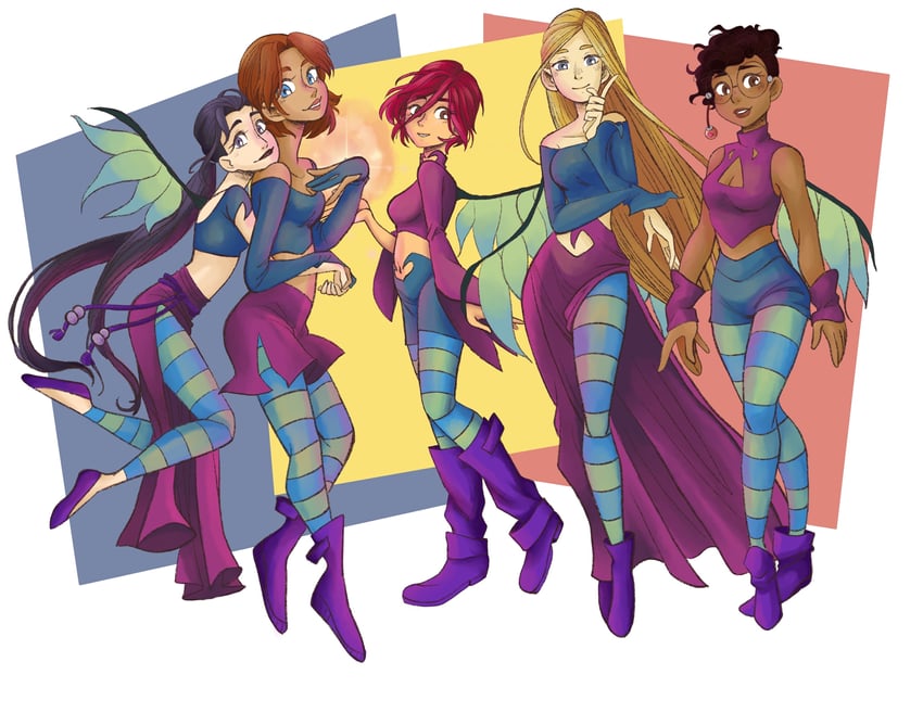 will vandom, irma lair, cornelia hale, taranee cook, and hay lin (w.i.t.c.h.) drawn by walcraft