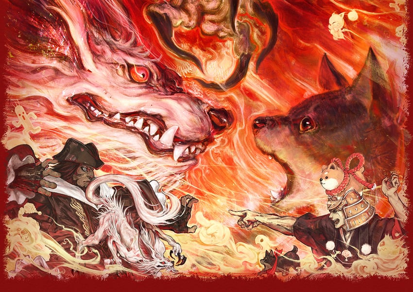 moogle and inu bugyo (final fantasy and 1 more)