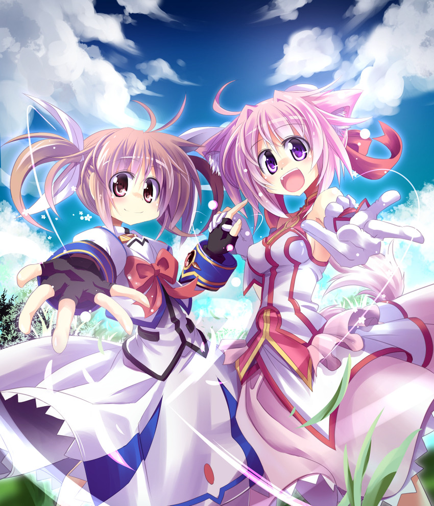 takamachi nanoha and millhiore f. biscotti (lyrical nanoha and 4 more) drawn by kazekawa_nagi