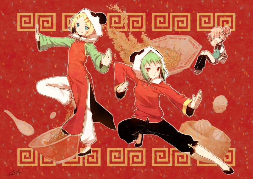kagamine rin, gumi, and mika-chan (vocaloid and 1 more) drawn by nana_mikoto