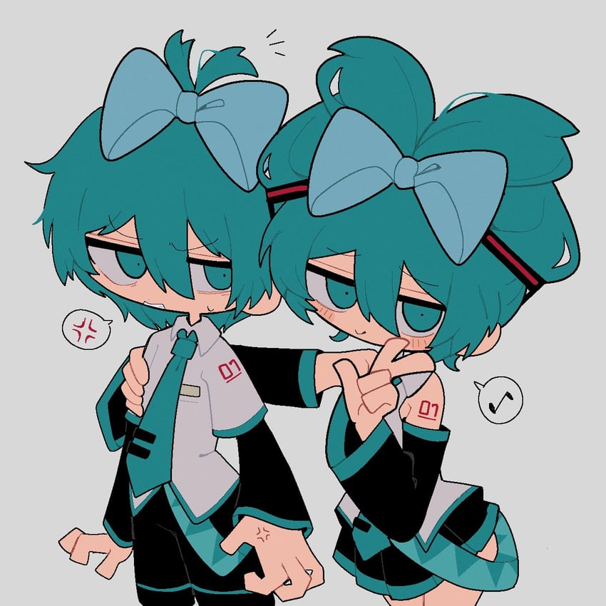 hatsune miku, cinnamiku, and hatsune mikuo (vocaloid) drawn by shiba_inu_(j1piwzrj8xdzywk)