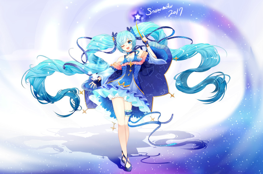 hatsune miku and yuki miku (vocaloid and 1 more) drawn by lepoule