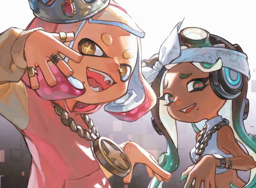 marina and pearl (splatoon and 2 more) drawn by miko_(15476997)
