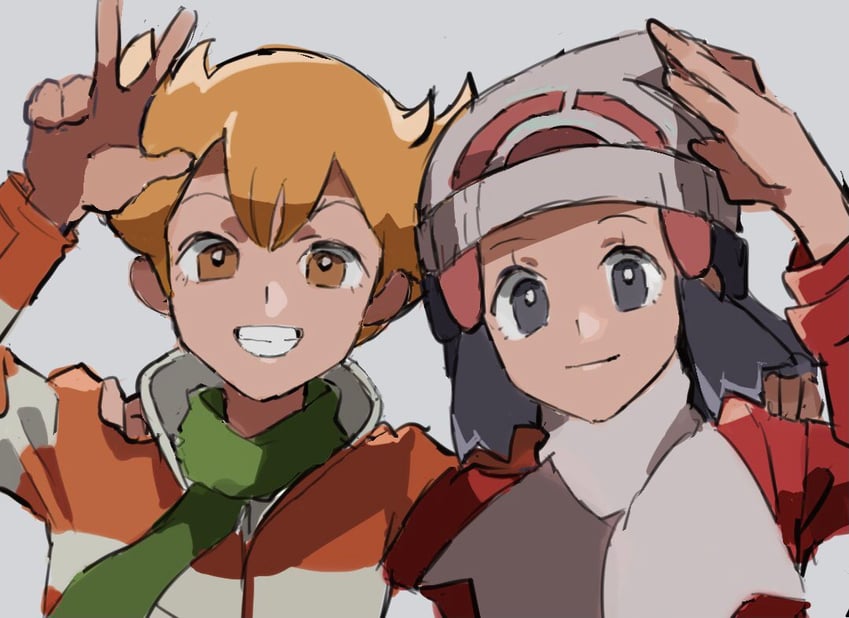 dawn and barry (pokemon and 2 more) drawn by shichibee_(stm_mimi)