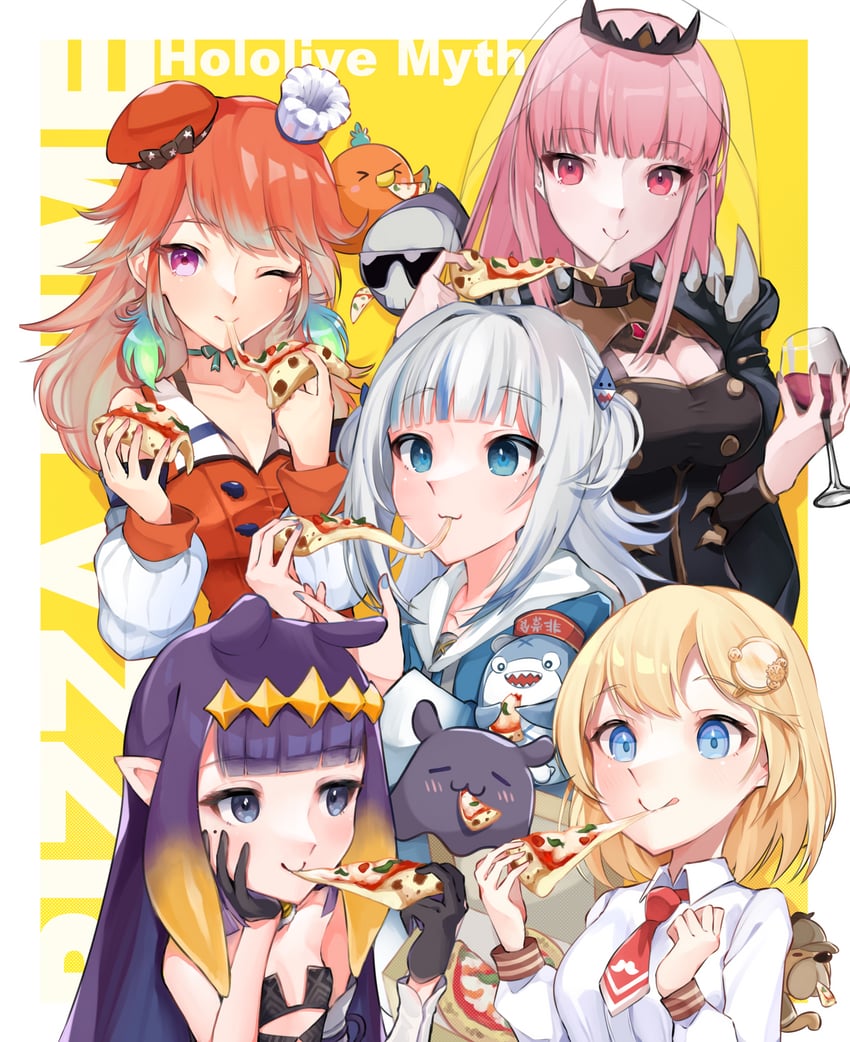 gawr gura, mori calliope, ninomae ina'nis, takanashi kiara, watson amelia, and 5 more (hololive and 1 more) drawn by ketyara