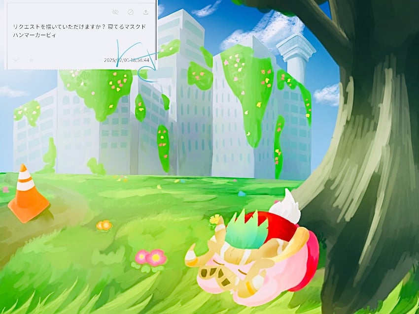 kirby, hammer kirby, and masked hammer kirby (kirby and 2 more) drawn by nisa_m_0323