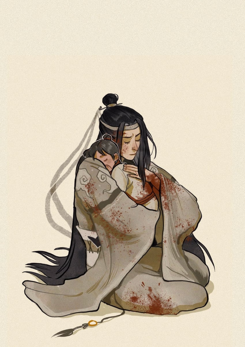 lan wangji and lan sizhui (modao zushi) drawn by yaroslava_murashko