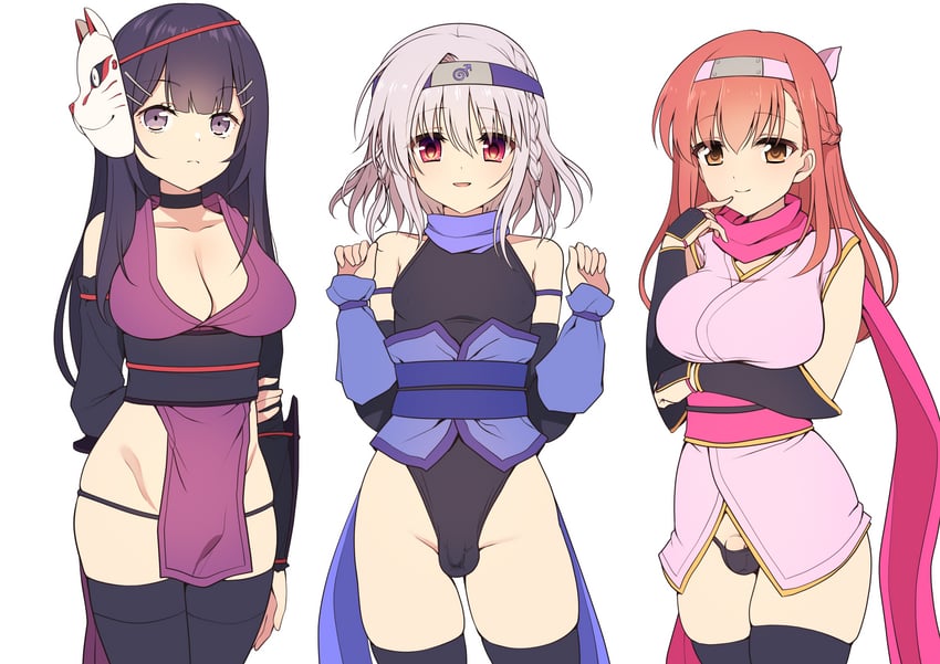asuka minato, ninja, and yasumi kaede (otome domain and 1 more) drawn by hokuro_ryuuseigun