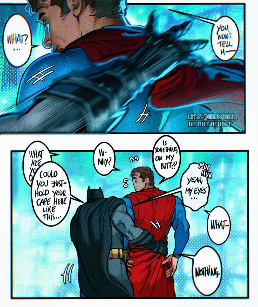 batman, superman, clark kent, and bruce wayne (dc comics and 2 more) drawn by umikochannart