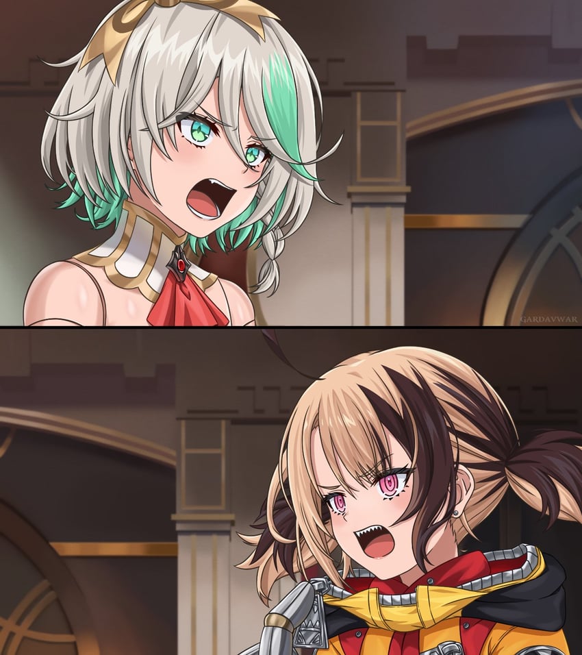 gigi murin and cecilia immergreen (hololive and 1 more) drawn by gardavwar
