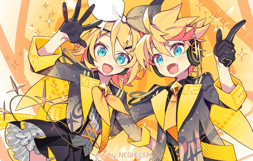kagamine rin and kagamine len (vocaloid) drawn by negi_(ulog'be)