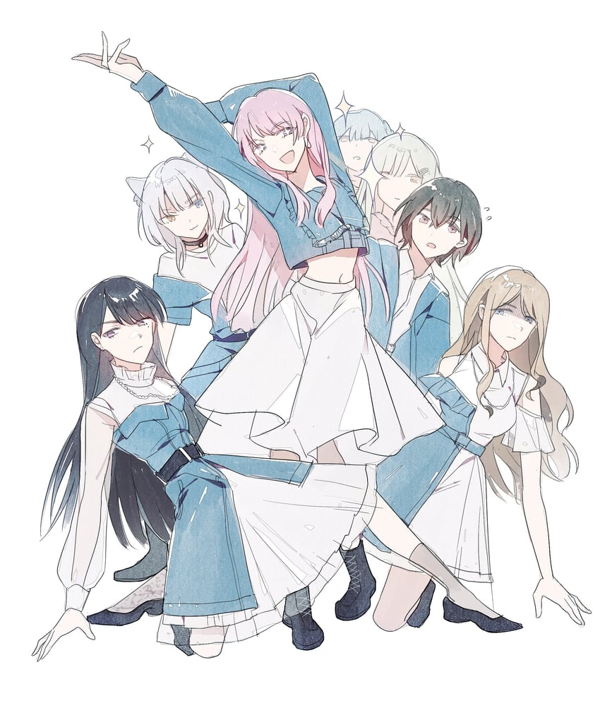 chihaya anon, togawa sakiko, nagasaki soyo, shiina taki, wakaba mutsumi, and 2 more (bang dream! and 1 more) drawn by reiboubyou