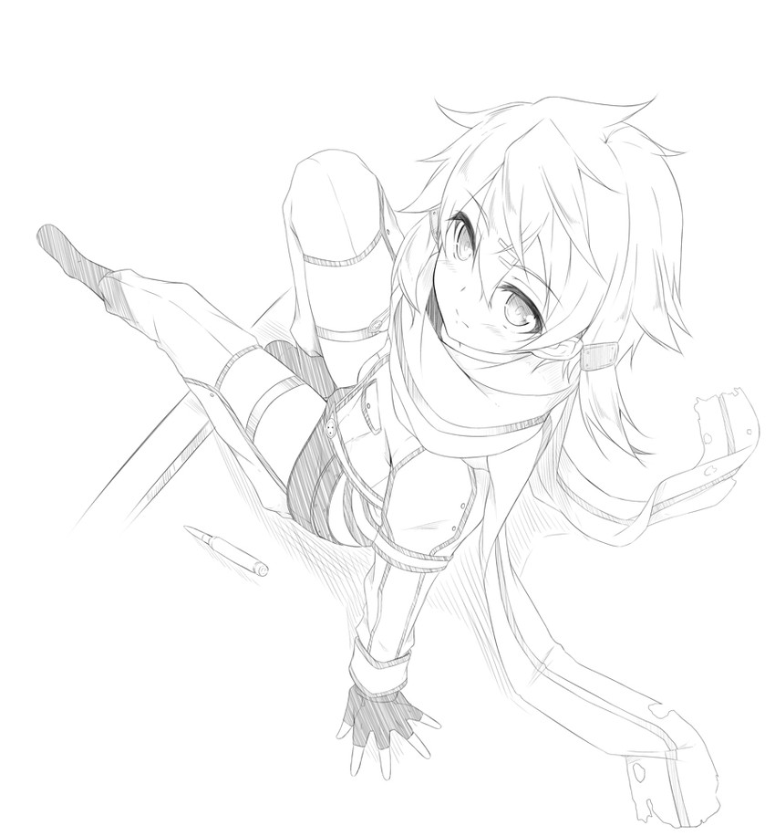sinon (sword art online) drawn by haru_(matatabi_sanjou)