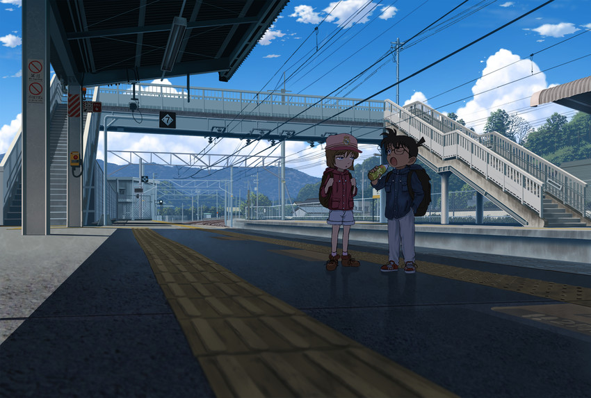 edogawa conan and haibara ai (meitantei conan) drawn by doora_(dora0913)