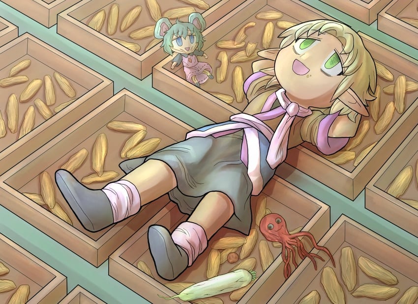 nazrin, mizuhashi parsee, joker, and fake nyon (touhou and 1 more) drawn by drddrddo
