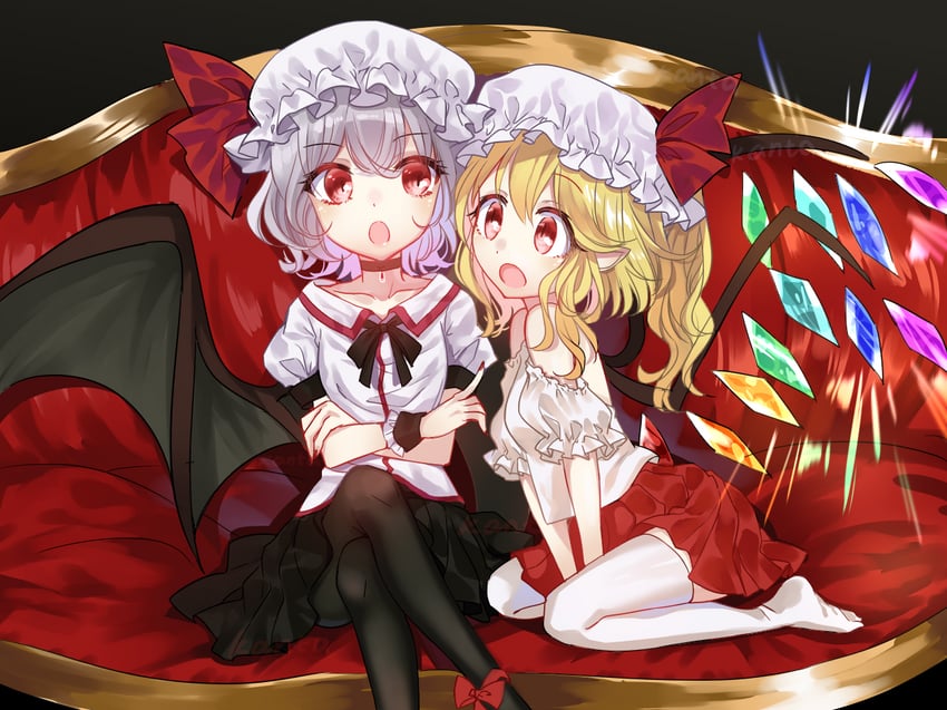 remilia scarlet and flandre scarlet (touhou) drawn by kanta_(pixiv9296614)