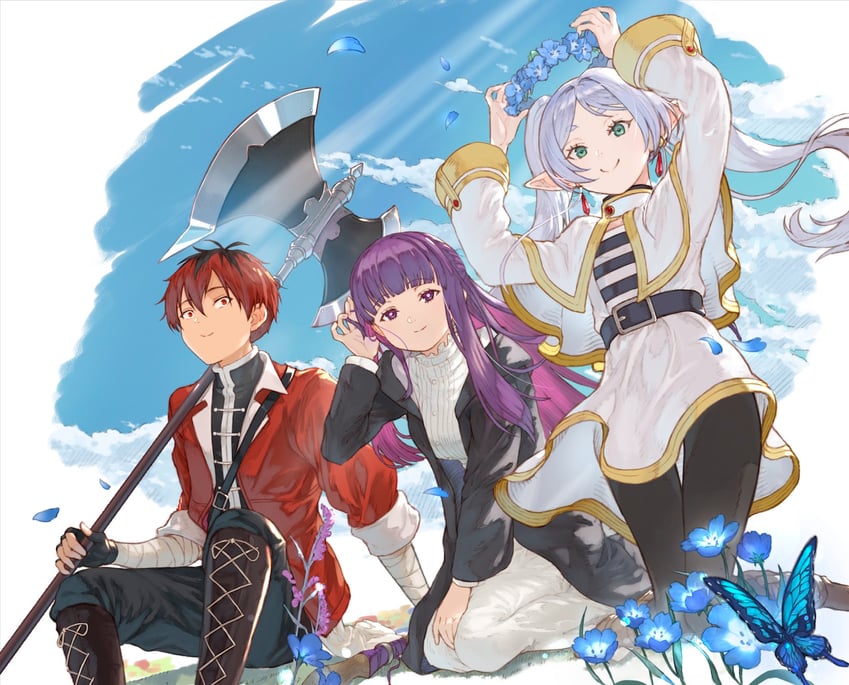frieren, fern, and stark (sousou no frieren) drawn by ve_0ekaki