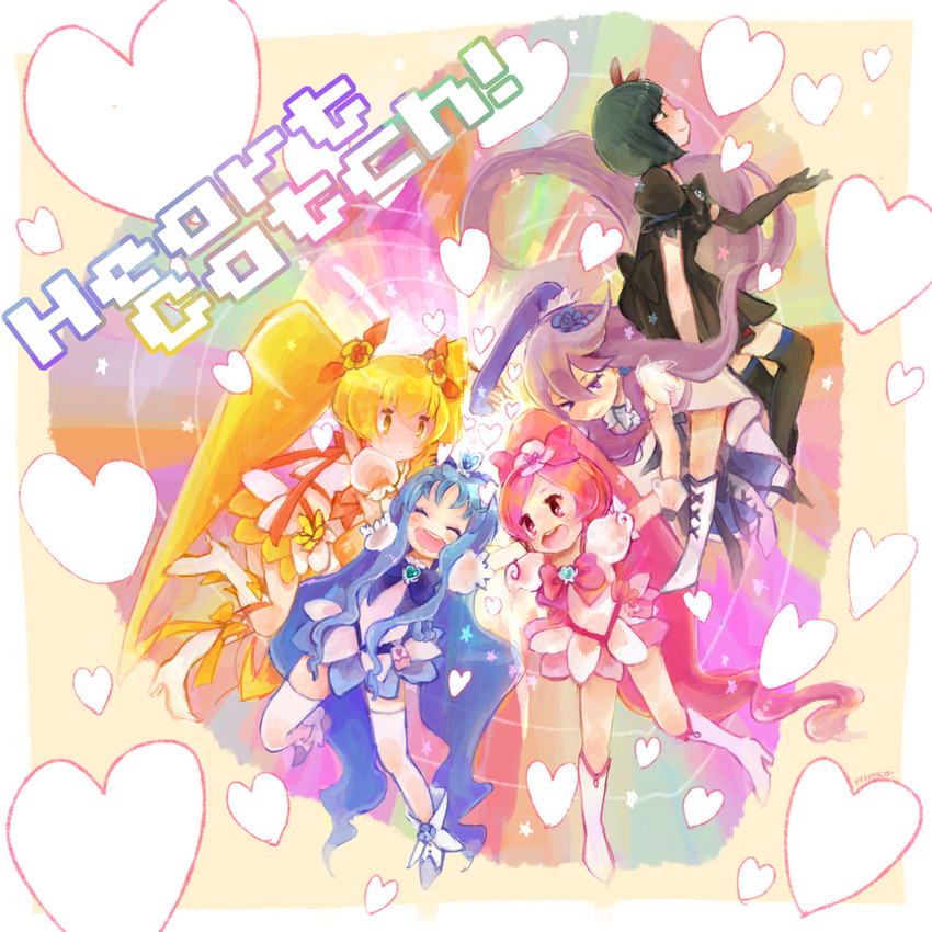 kurumi erika, hanasaki tsubomi, tsukikage yuri, myoudouin itsuki, cure marine, and 4 more (precure and 1 more) drawn by pinoko_(ame)