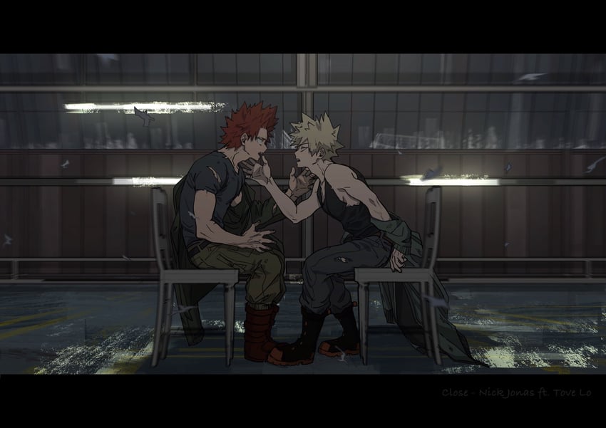 bakugou katsuki and kirishima eijiro (boku no hero academia) drawn by scallopojisan