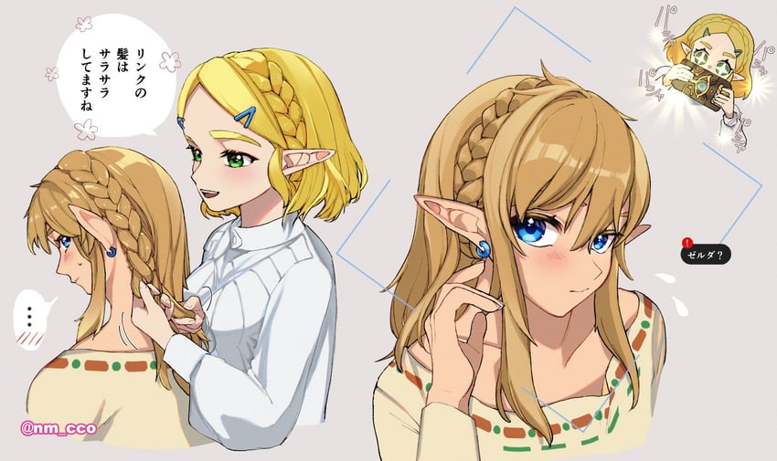 link and princess zelda (the legend of zelda and 1 more) drawn by ao_haruki
