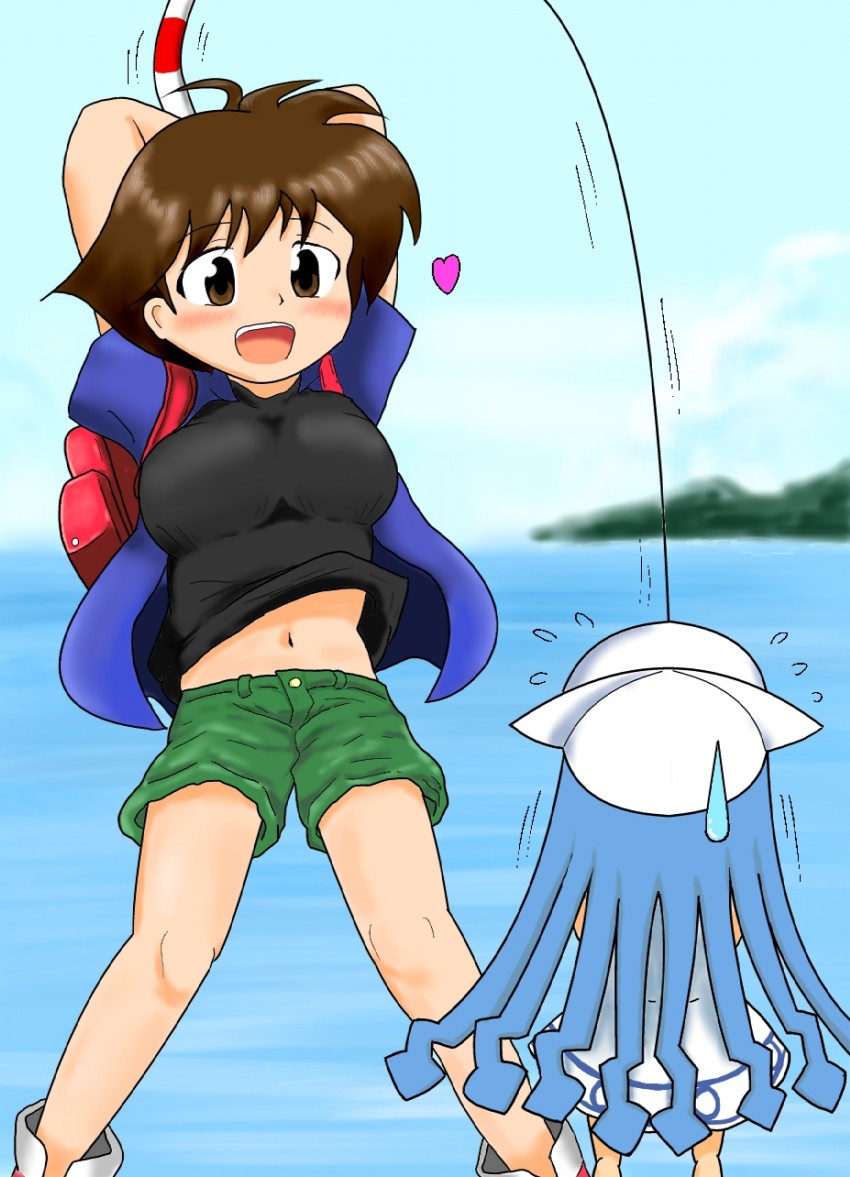 ikamusume and umihara kawase (shinryaku! ikamusume and 1 more) drawn by iwaya654